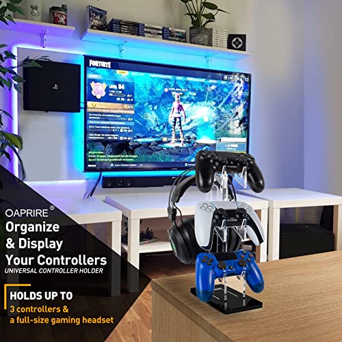 OAPRIRE Controller Stand Headset Stand, 3 Tier Acrylic Gaming Controller Holder Compatible with PS4, PS5, PC, Xbox, Universal Design (Black) - color: Black, size: 3 Tier-without lights