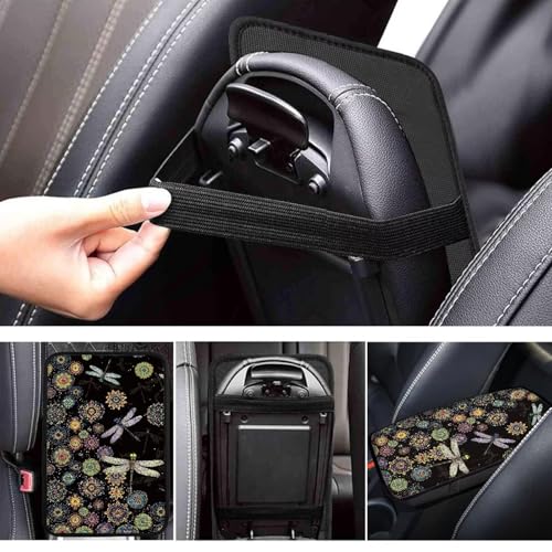 Wanyint Bohemian Flower Dragonfly Car Center Console Cover, Armrest Cover for Car, Auto Armrest Cushion Seat Box Pad for Most Cars Trucks and SUV - color: Bohemian Flower Dragonfly