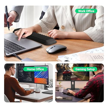 MEKASS Ergonomic Wrist Rest for Keyboard and Mouse, Soft Memory Foam Keyboard Wrist Rest Set with Non-Slip Silicone Base, Easy Typing, Pain Relief, Comfort for Office, Work, Gaming (Light Gray) - style: Light Gray