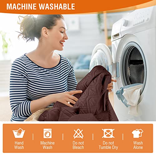 VANSOFY Loveseat Recliner Cover with Console 100% Waterproof Sofa Slipcovers Non-Slip Reclining Couch Cover Split Sofa Covers Furniture Protector for Pets, Dogs(Coffee) - color: Coffee