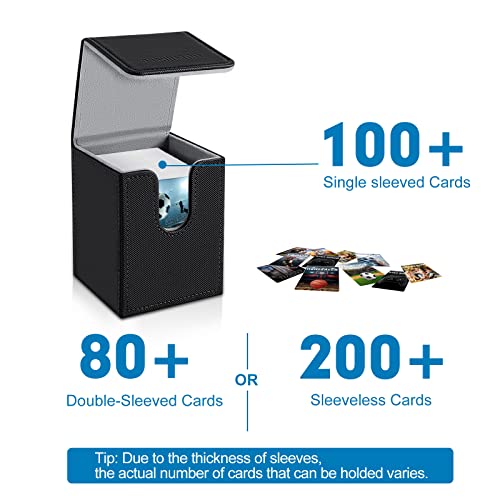 Mlikero 4 Pack Card Deck Box, Commander Deck Box Holds 400+ Single Sleeved Cards with 4 Dividers, Leather Magnetic Card Box Fit for MTG, TCG - color: B2-Black 04, size: B-Vertical