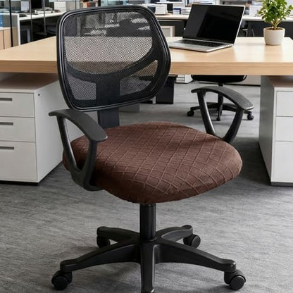 Stretch Jacquard Office Chair Cover, Removable Washable Desk Chair Cover, Anti-dust Seat Cushion Protectors - Chocolate - color: Chocolate, size: Chair Seat Cover