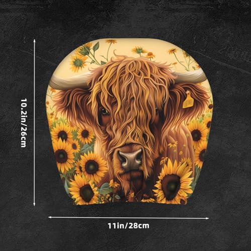 Dujiea 2 Pack Highland Cow Sunflowers Car Headrest Covers, Universal Soft Car Seat Head Rest Cover Protector, Vehicle Accessories Fabric Headrest Cover for Cars Vans Trucks - color: Highland Cow Sunflowers