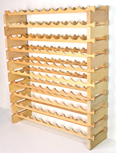 Modular Wine Rack Beechwood 40-120 Bottle Capacity 10 Bottles Across up to 12 Rows Newest Improved Model (100 Bottle - 10 Rows) - size: 100 Bottle - 10 Rows