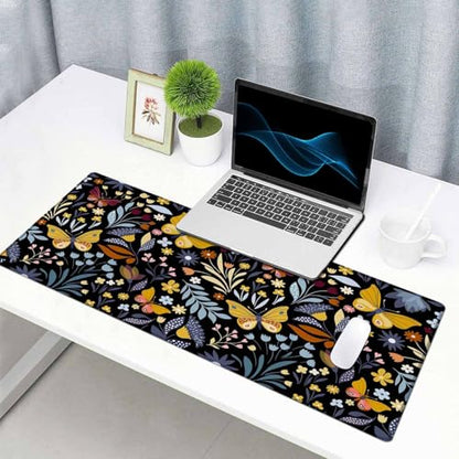 Mouse Pad Gaming, Large Mouse Pads for Desk, Keyboard Mouse Mat Desk Pad, Non-Slip Rubber Base with Stitched Edges Mousepad, 31.5x15.7in Butterflies and Flowers - color: Butterflies and Flowers, size: 31.5L x 15.7W inches