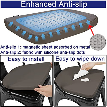 BUYUE 14" Metal Chair Cushion with Magnetic 1 Piece, Luxury PU Leather Waterproof Anti-Slip Seat Pad for Kitchen Cafe Dining Bistro Stackable Chairs (U-Shape, Brown, 1) - color: Brown, style: U-shape-1 Pcs