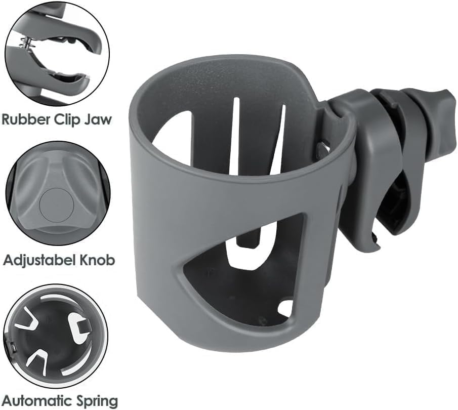 New Stroller Cup Holder for Stanley Quencher H2.0 (30 & 40 Oz. Models), Also Compatible with Stanley IceFlow (20 & 30 Oz. Models) - Gray - color: gray
