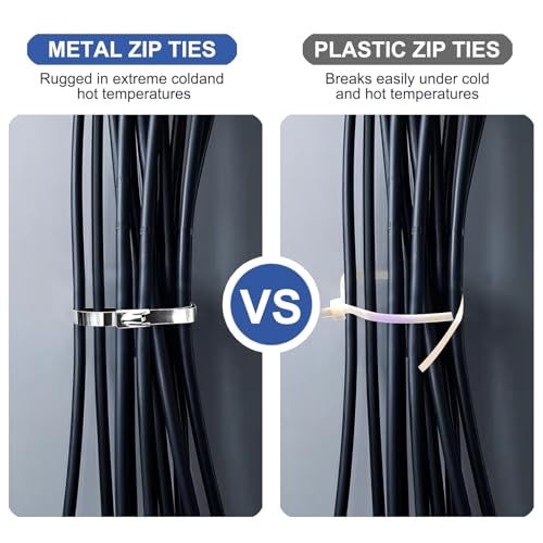 Heavy Duty Stainless Steel Zip Tie Gun Kit with 100pcs Self-Locking Metal Cable Ties, Duty Outdoor Adjustable Fastening Cutting Tie Tool Sets, Durable & Adjustable Tool Set (Blue) - color: Tool