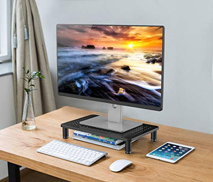 Husky Mounts 2-Pack Monitor Riser Laptop Stand, Adjustable Legs, Stackable, 14.5" x 9.25" x 3.25" Max Height, Matte Black Steel-Black. - size: 2-Pack