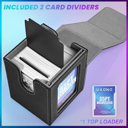 UAONO Card Deck Box for MTG Commander, Independent Commander Display, Fits 100 Double-Sleeved Cards, Magnetic Deck Case for Magic the Gathering TCG, 2 Dividers & 1 Top Loader (Black) - color: A-Black