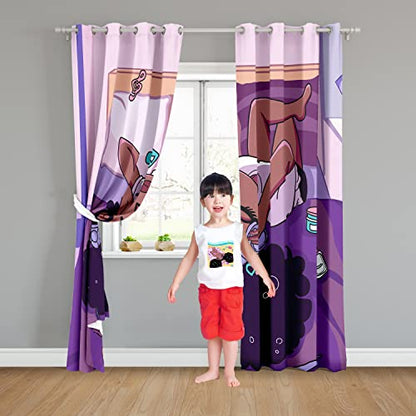 Curtain, Blackout, Rod Pocket, 82 in x 84 in, African American, Black Girl, Purple, Living Room, 2 Count - color: Multi 01, size: 41"W x 84"L (Pack of 2)