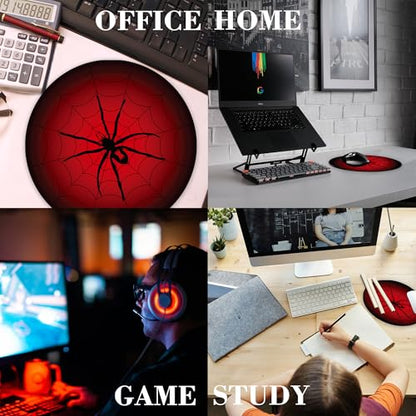 Spider Red Spider Web Mouse Pad Round Mouse Mat, Non-Slip Rubber Base Mousepad with Stitched Edge for Wireless Computer Laptop Office Desk Accessories 8 x 8 Inches - color: Spider Red Spider Web