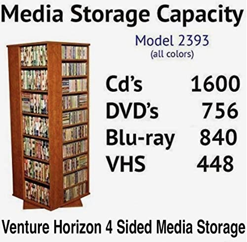 Venture Horizon Revolving Media Tower 1600 Grande-Walnut - color: Walnut-finish