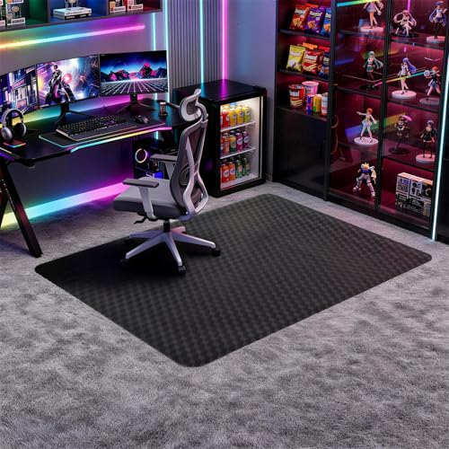 Winado Office Chair Mat, 36 x 48 in, Black 3D Geometric Low Pile Carpet Mat | 3D textured black mat protects low-pile carpet from chair wear; studded backing helps grip for office and gaming chairs - size: 36"x48"(for low-pile carpet)