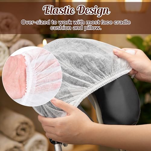 100PCS Disposable Face Cradle Covers, Universal Size Face Rest Covers for Massage Table, Ultra Soft Non-Woven Massage Table Headrest Cover Disposable Fitted Headrest Cradle Cover for Chairs