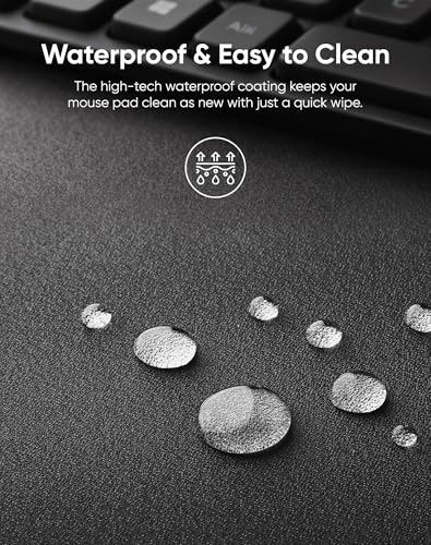 Reniteco Waterproof Large Gaming Mouse Pad with Durable Stitched Edges, Non-Slip Rubber Base, Grainy Jacquard Mouse Mat Desk Pad for Home Office Gaming, 27.6"x11.8"x0.12", Matte Black - color: Matte Black, size: 27.6''x11.8''x0.12"