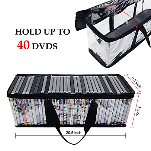 SILD Handy Portable DVD/CD Storage Bags 2 Pack Holds 80 Total Movies or Video Games with Sturdy Carrying Handles Set (Set of 2)