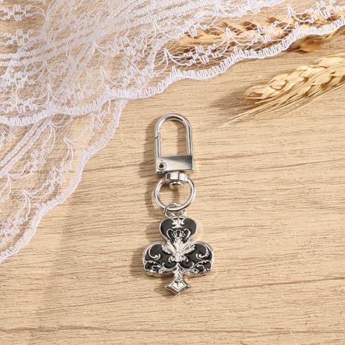 Poker Suit Keychain Club Spade Diamond and Heart Keycharms for Women Unique Game Keyring - color: Clubs