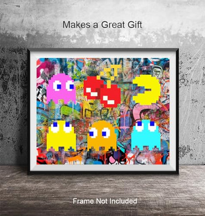 Video game Room Decor - Gaming Room Decor - Boys Bedroom, Man cave, Rec Room, playroom Wall Decor - Gamer Art Print - Graffiti Wall Art - Game Room Wall Decor - Arcade game Gaming Posters 8x10