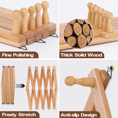 SCUNDA Wall Rack with 16 Hooks, Wooden Wall Expandable Coat Rack for Coat, Hats, Baseball Caps, Coffee Mug, Jewelry(Natural) - color: Natural, size: 16 Hooks