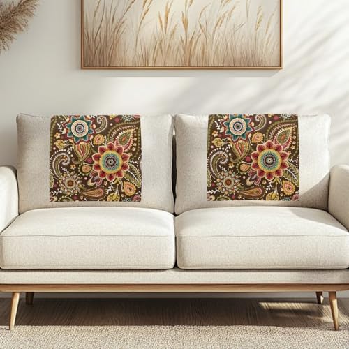 Flower Recliner Headrest Cover Brown Headrest Covers for Recliners Easy to Install Couch Head Rest Covers Pet Scratch Resistant Sofa Head Protector 2 Pcs - color: Flower