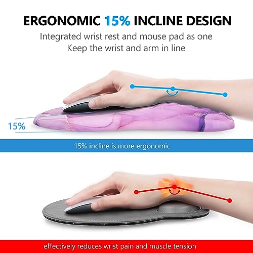 Mouse Pad Wrist Support, Laokiiy 2 in1 Keyboard Wrist Rest+ Ergonomic Mouse Pad, Non-Slip Wrist Rest for Computer Keyboard, Made Easy Typing & Relieve Wrist Pain(Amethyst Purple Marble) - color: Amethyst Purple Marble