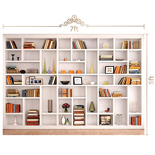 7x5ft White Bookshelf Backdrop Bookcase Backdrop for Office & Home Office Decoration
