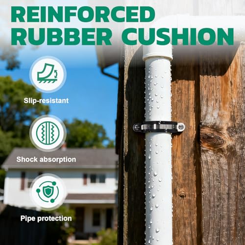 OURU 6pcs 3.5 Inch Pipe Clamp 304 Stainless Steel, Heavy Duty Rubber Cushioned Insulated Pipe Strap, U Bracket Clamp Conduit Clamp for Automotive, Wire & Tube - size: 3.5"