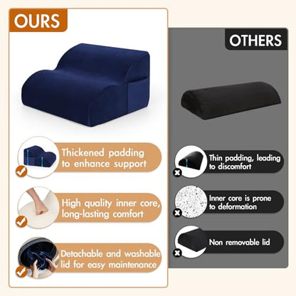 Echaprey Foot Rest for Under Desk at Work,Adjustable Under Desk Footrest Multifunctional 3-Tier Foot Stool with Non-Slip Base and Washable Cover Ergonomic Foot Stool for Office,Home,Car,Travel (Blue) - color: Blue