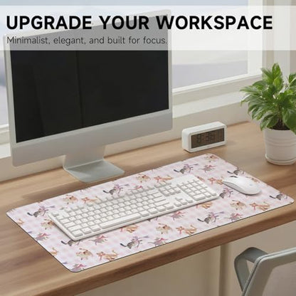 AUPET PU Leather Desk Pad Protector Blotter, Animal 35 x 17in Large Mouse Pad,Cute Office Desk Mat,Waterproof Non-Slip Desk Writing Drawing Pad for Office Home Game (Cats with Bow tie) - color: Cats With Bow Tie