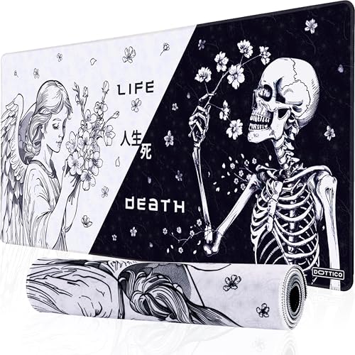 XXL Large Gaming Mouse Pad for Desk - Desk Mat for Keyboard and Mouse - PC Mouse Pad - Non-Slip Water Resist Rubber Base, Stitched Edges - 35.4x15.7 in - 90x40 cm (Life&Death, XX-Large) - color: Life&Death, size: 35.4L x 15.7W inches