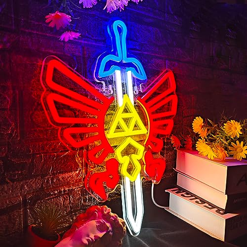 Sword Neon Sign Gamer Neon Signs for Wall Decor Gaming Room Decor LOZ Gifts Master Sword LED Sign Room Decor Neon Light up Sign for Bedroom Boys - color: Sword