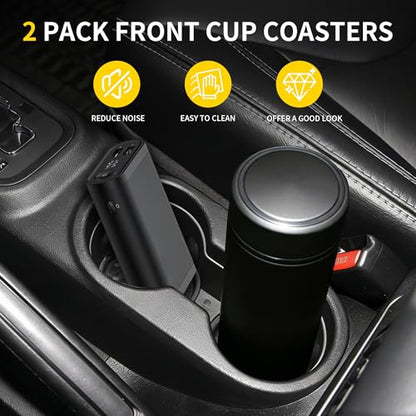 Cup Holder Inserts Coaster Compatible with 2012-2017 Jeep Wrangler JK 2/4 Door Accessories, Center Console Cupholder Pad, Non-Slip Drink Liner, Original Design, TPE, 2-Pcs Front Only - size: 2 Pack for JK Front