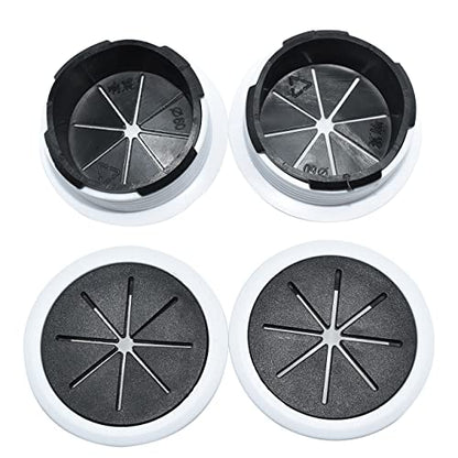 Aifeier ET 2PCS Desk Grommet 2 Inch/50mm Rubber Cable Wire Grommet Cable Hole Cover for Managing and Hiding Office PC Desk Cable Cord (Black with White) - size: Detachable 2 Inch/50mm(Black with White)