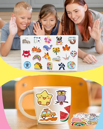 Greingways 100 Pcs Water Bottle Stickers for Kids Classroom, Waterproof Stickers for Laptop Scrapbook Skateboard, Vinyl Cute Sticker Packs for Teens Boys Girls Adults - style: 100 pcs