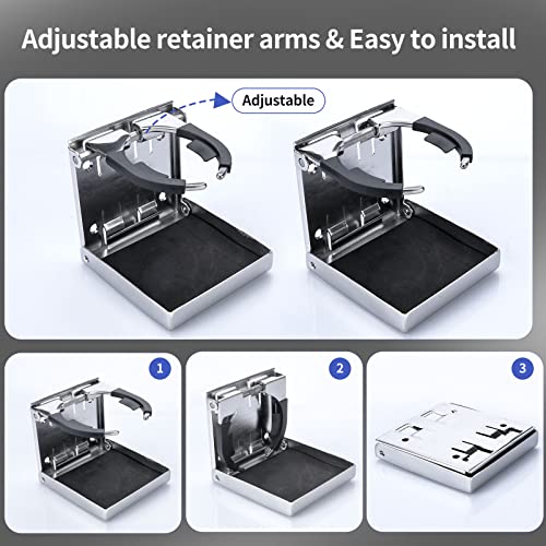 Stainless Steel Adjustable Folding Cup Drink Holders Marine/Boat/Caravan/car (Cup Holder (2pcs))