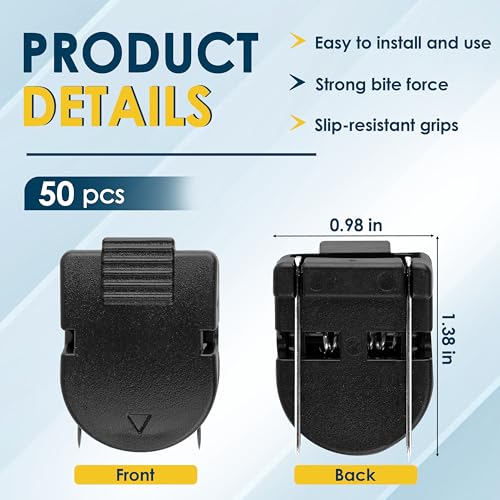 Cubicle Clips for Fabric Walls Panels for Notes, Photos (Pack of 50) | Strong Hold Office Partition Hooks – Workspace Organization Accessories - color: Black