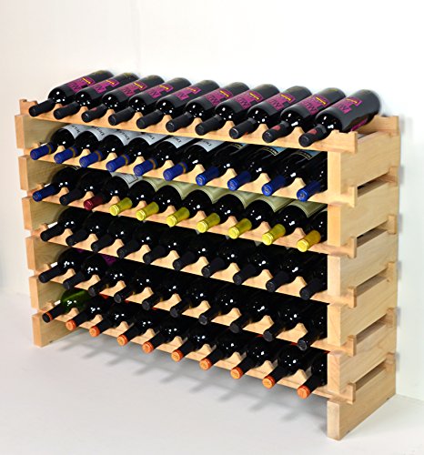 sfDisplay.com,LLC. Modular Wine Rack Beechwood 40-120 Bottle Capacity 10 Bottles Across up to 12 Rows Newest Improved Model (60 Bottles - 6 Rows) - size: 60 Bottles - 6 Rows