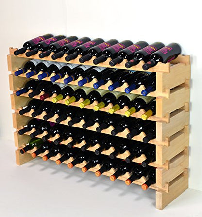 sfDisplay.com,LLC. Modular Wine Rack Beechwood 40-120 Bottle Capacity 10 Bottles Across up to 12 Rows Newest Improved Model (60 Bottles - 6 Rows) - size: 60 Bottles - 6 Rows