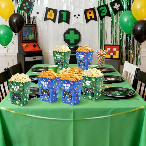 10Pcs Video Game Popcorn Boxes Level Up Candy Goodie Boxes Gaming Party Favors Gift Bags Video Game Birthday Party Supplies Baby Shower Decorations