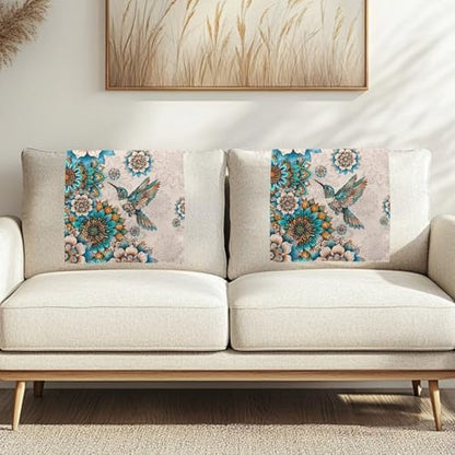 Boho Mandala Hummingbird Print Headrest Cover for Recliner Chair, Washable Headrest Protector for Furniture Slipcovers 16.53 x 26.18 inch Theater Seat Sofa Headrest Protective Cover - color: Boho Mandala Hummingbird