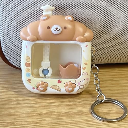 Aoekaff Mini Claw Machine Keychain Funny Tiny Arcade Games finger Toys Gifts for Bag Backpack Charm - color: Brown Bear