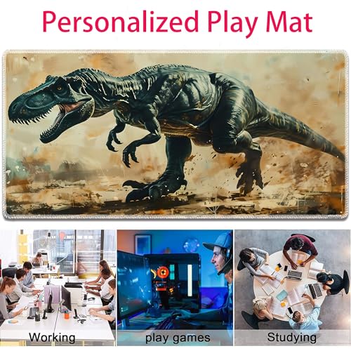 MTG Playmat, Smooth Surface Game Play Pad MTG TCG 24 x 14 inch with Storage Bag, Non-Slip Mouse Pad Card Fighting Game, T-Rex - color: T-Rex