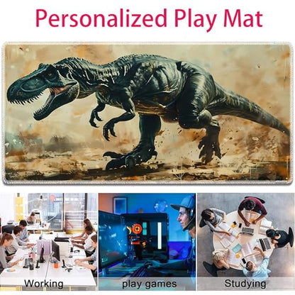 MTG Playmat, Smooth Surface Game Play Pad MTG TCG 24 x 14 inch with Storage Bag, Non-Slip Mouse Pad Card Fighting Game, T-Rex - color: T-Rex