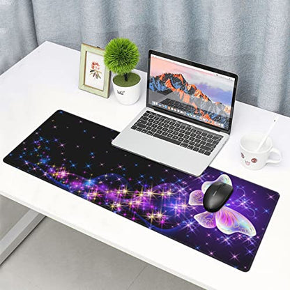 Butterfly Mouse Pad Extended Large Gaming Mouse Pad XL Oversized Desk Pad Stitched Edges 31.5 X 11.8 Inch - color: Black1