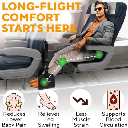 Portable Airplane Footrest for Airplane Travel - Comfortable Foot Hammock w/Memory Foam & Hardboard for No Feet Clashing - Ideal for Pain and Swelling Relief - Travel Essentials to Relax Your Feet