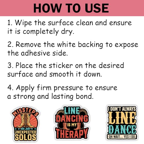 SODAVA (10pcs, 3in) Line Dance Stickers Pack for Country Music Lovers, Western Boot and Cowboy Hat Decal Set, Funny Line Dance Quote Stickers for Laptop, Water Bottle, Notebook, Waterproof Vinyl - color: Line Dance