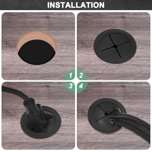 M METERXITY 6-Pack Rubber Grommets for Wiring 14mm Desk Grommet Double-Sided Flexible Cable Cord Grommet Desk Hole Cover for Cables/Wires Through Protection Cable Grommet [Black] - size: 14 mm