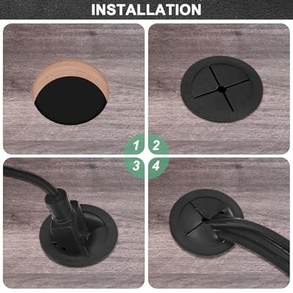 M METERXITY 6-Pack Rubber Grommets for Wiring 14mm Desk Grommet Double-Sided Flexible Cable Cord Grommet Desk Hole Cover for Cables/Wires Through Protection Cable Grommet [Black] - size: 14 mm