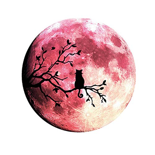 Quanhaigou Glow in The Dark Wall or Ceiling Moon Stickers – Luminous Decal Sticker for Simulated Planet Effect at Night – Red 3D Earth Black Tree Cat - color: Red